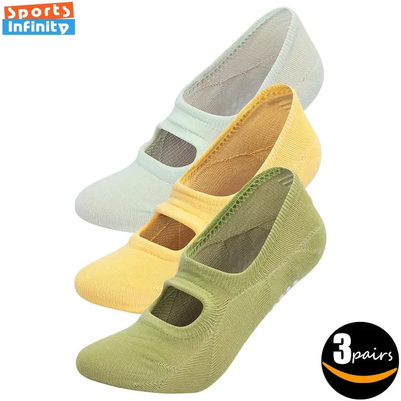 🧦 Graceful Gripz - Women's Non-Slip Ballet Cut Socks (3 Pairs Set)
