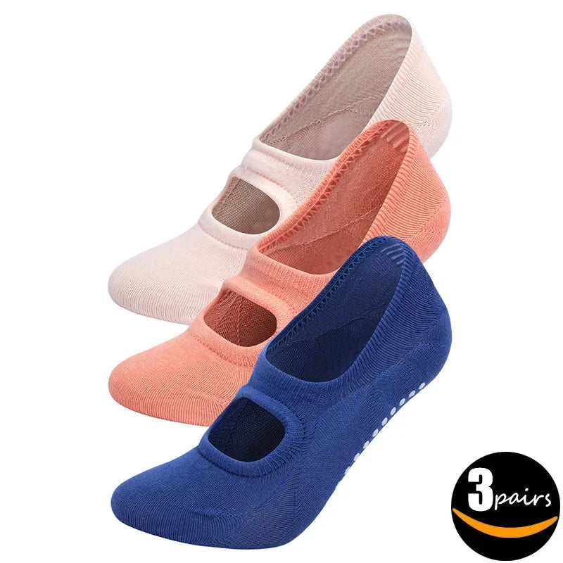 🧦 Graceful Gripz - Women's Non-Slip Ballet Cut Socks (3 Pairs Set)
