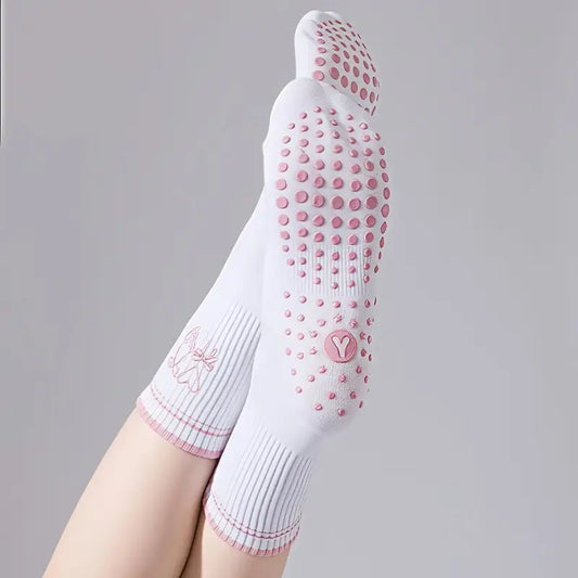 Sweetheart Bow Grip Crew Socks