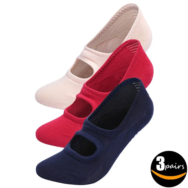🧦 Graceful Gripz - Women's Non-Slip Ballet Cut Socks (3 Pairs Set)