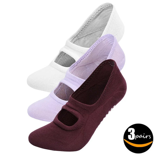 🧦 Graceful Gripz - Women's Non-Slip Ballet Cut Socks (3 Pairs Set)