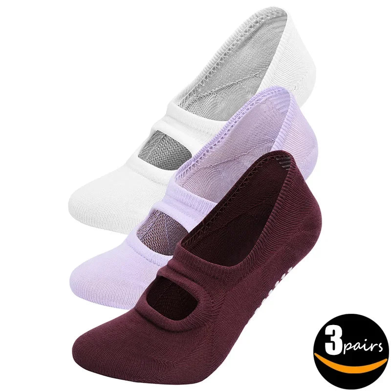 🧦 Graceful Gripz - Women's Non-Slip Ballet Cut Socks (3 Pairs Set)