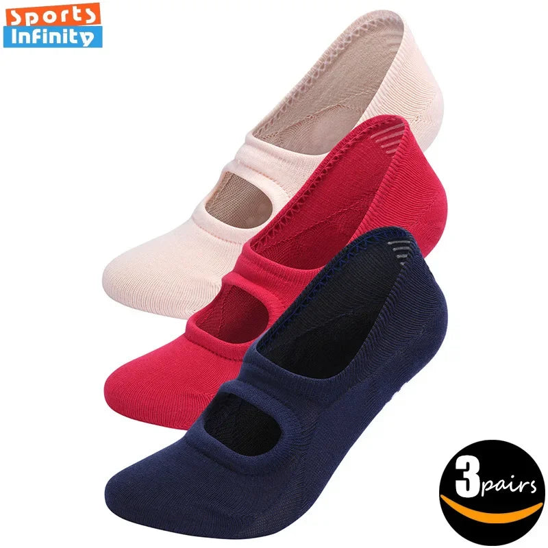 🧦 Graceful Gripz - Women's Non-Slip Ballet Cut Socks (3 Pairs Set)