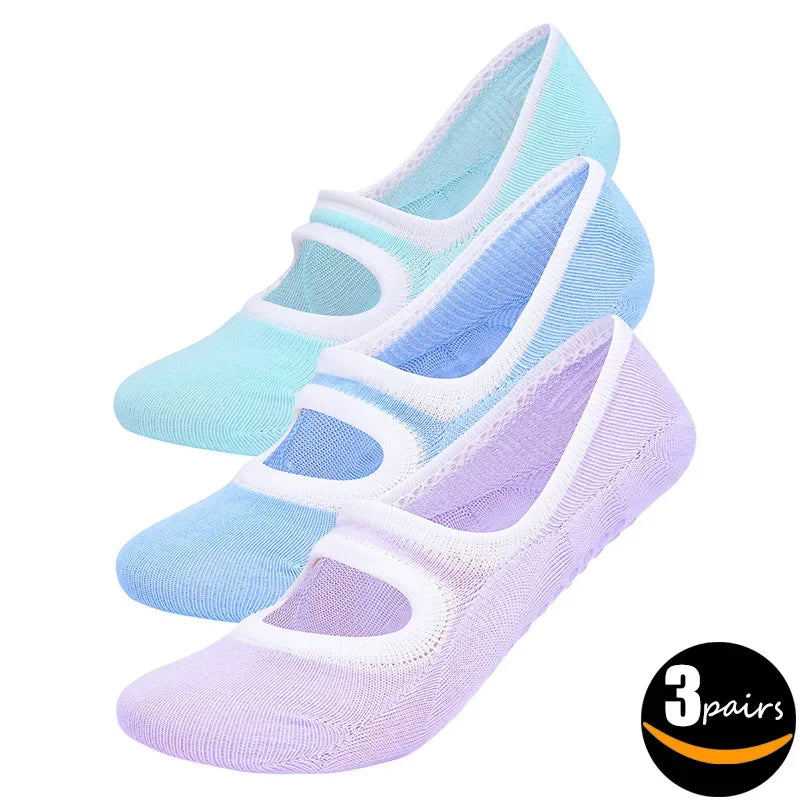 🧦 Graceful Gripz - Women's Non-Slip Ballet Cut Socks (3 Pairs Set)