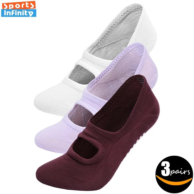 🧦 Graceful Gripz - Women's Non-Slip Ballet Cut Socks (3 Pairs Set)